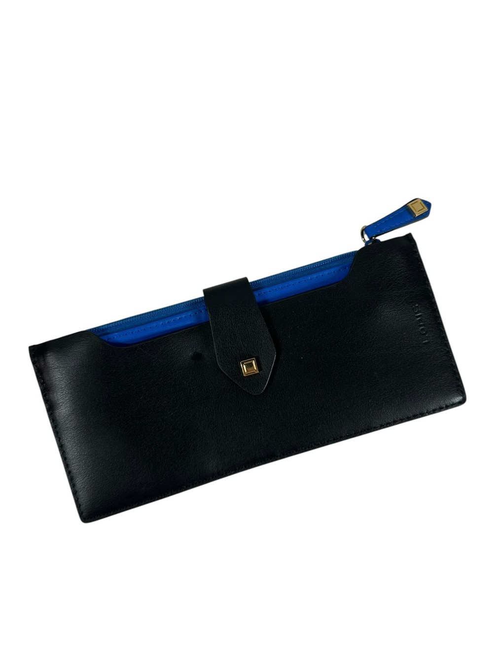 Lodis Black and Electric Blue Leather Zip Wallet